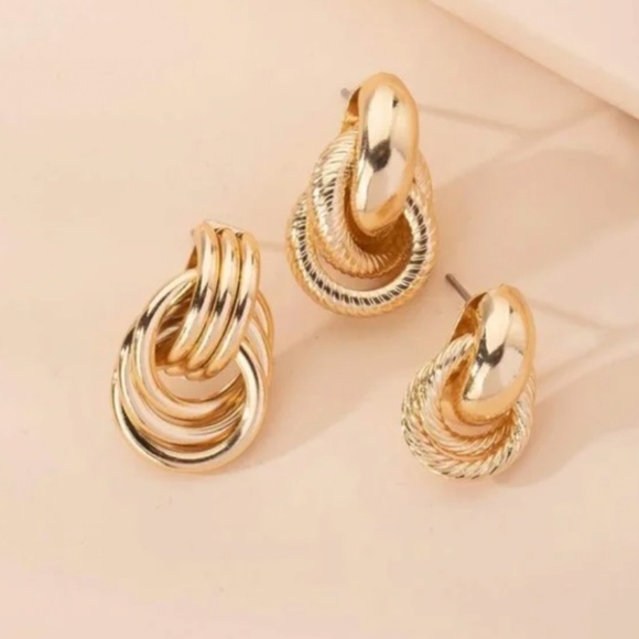 ✨✨ FREE Knotted Boho Knot Deco Art Boho Peasant Modern Hip Modern Earrings Set - Picture 2 of 3